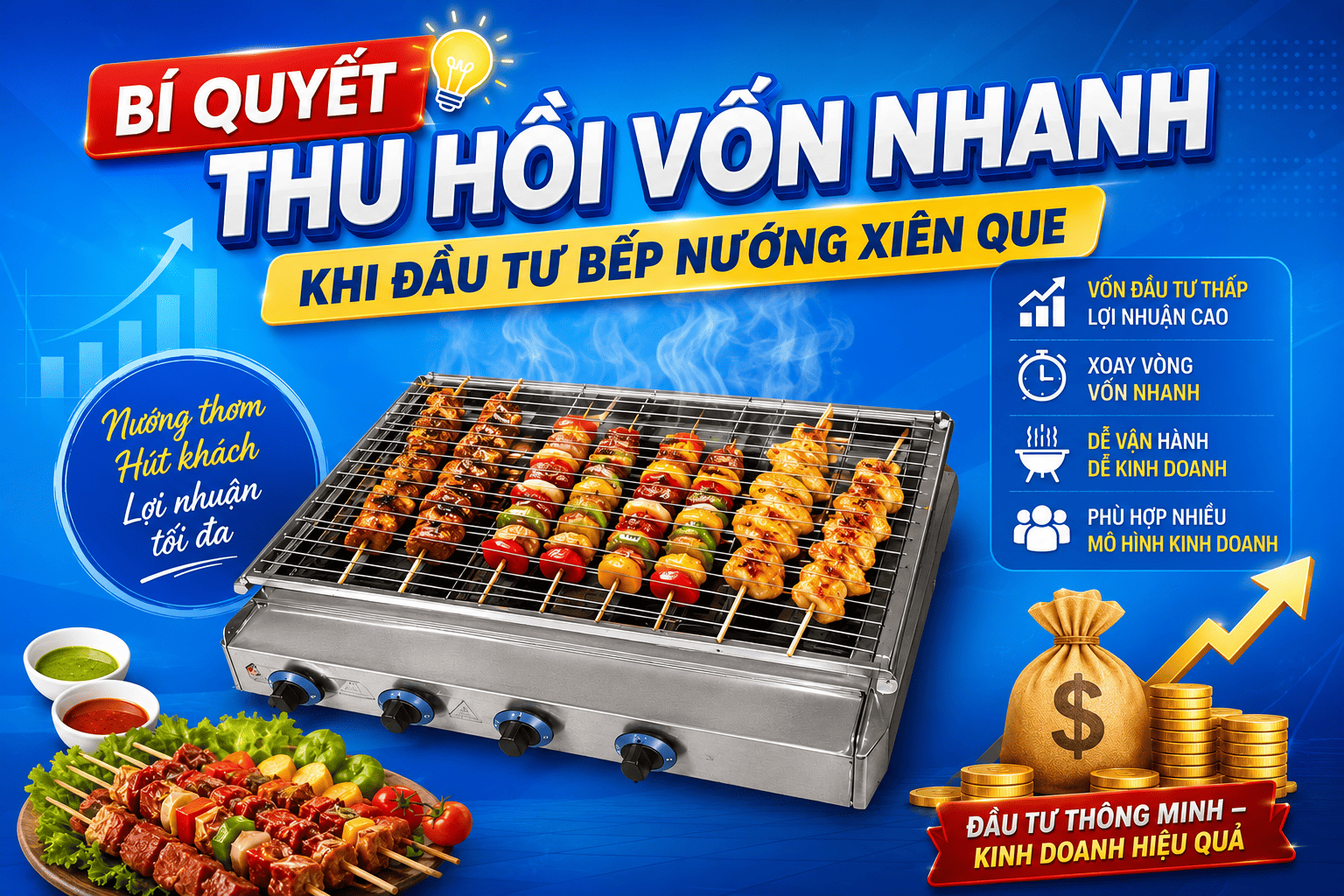 Bí Quyết Thu Hồi Vốn Nhanh Khi Đầu Tư Bếp Nướng Xiên Que